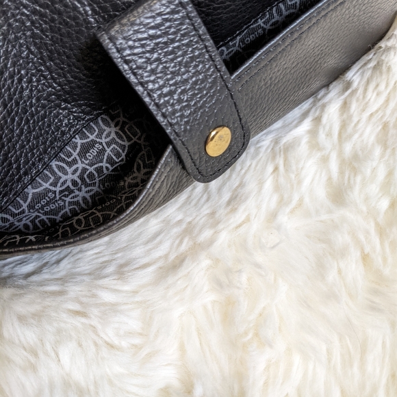 EUC Lodis Leather wristlet purse, bag, wallet, black, gold, removable strap - Picture 6 of 10